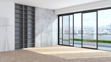 modern parlak iç mekan 3D resimleme