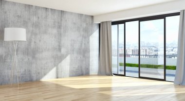 modern parlak iç mekan 3D resimleme