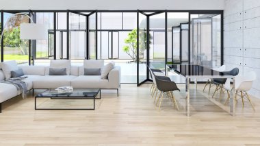 modern parlak iç mekan 3D resimleme