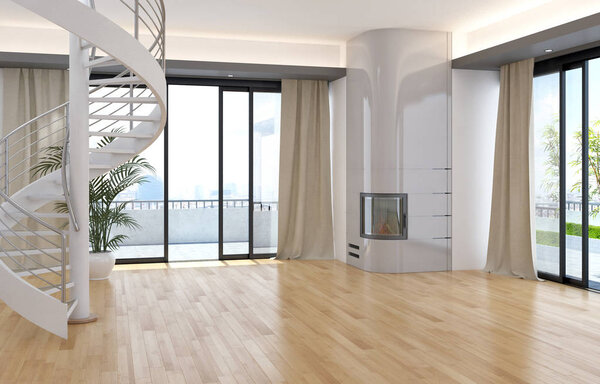 современные яркие интерьеры 3D рендеринг иллюстрации