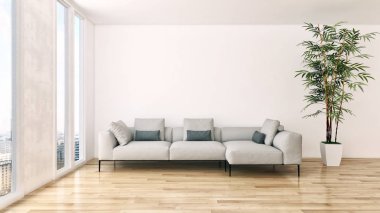 modern parlak iç mekan 3D resimleme