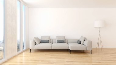 modern parlak iç mekan 3D resimleme