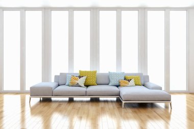 modern parlak iç mekan 3D resimleme