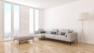 modern parlak iç mekan 3D resimleme