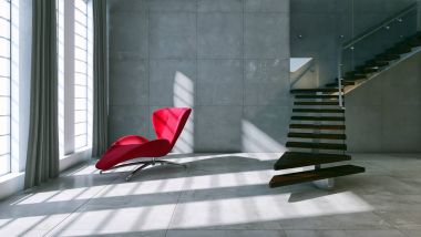 Modern parlak iç. 3D render illüstrasyon