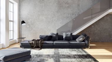 Modern parlak iç. 3D render illüstrasyon