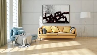 Modern parlak iç. 3D render illüstrasyon