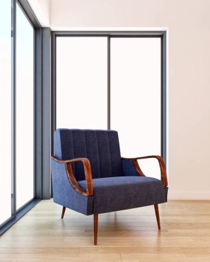 Modern parlak iç. 3D render illüstrasyon