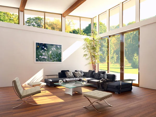 Interior terang modern. Ilustrasi render 3D — Stok Foto