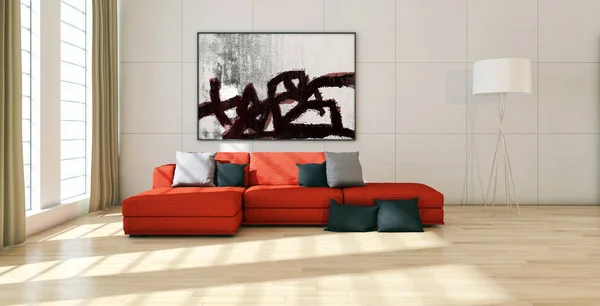 Modern, világos belső terek. 3D rendering illusztráció — Stock Fotó