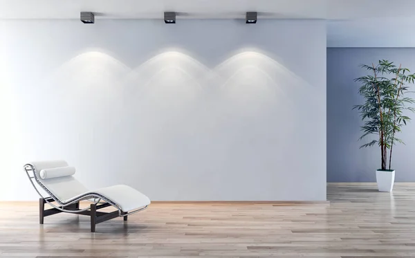 Modern parlak iç. 3D render illüstrasyon