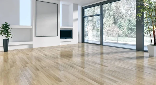 Modern parlak iç. 3D render illüstrasyon