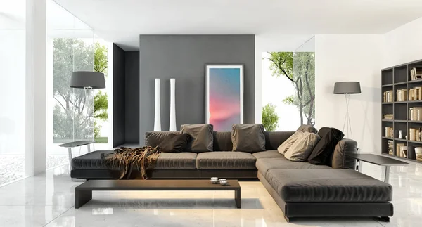 Modern bright interiors. 3D rendering illustration — Stock Photo, Image