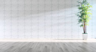 Modern parlak iç. 3D render illüstrasyon