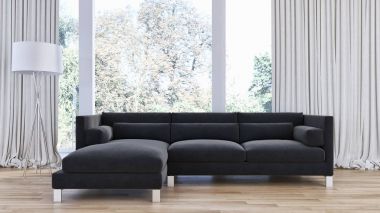 Modern parlak iç. 3D render illüstrasyon