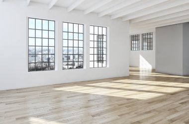 Modern parlak iç. 3D render illüstrasyon