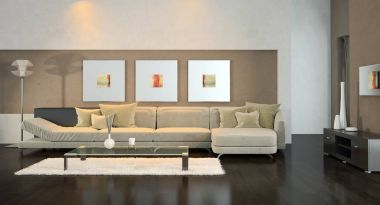 Modern parlak iç. 3D render illüstrasyon