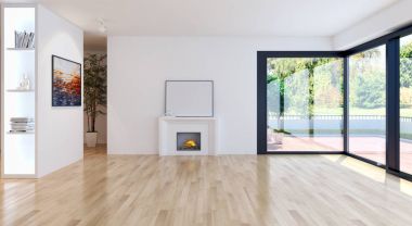 modern parlak iç mekan 3D resimleme