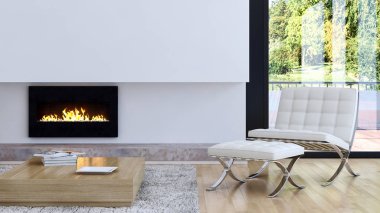 modern parlak iç mekan 3D resimleme