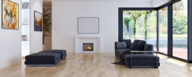modern parlak iç mekan 3D resimleme