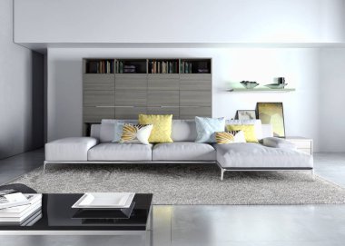 modern parlak iç mekan 3D resimleme