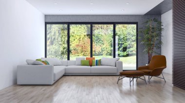 modern parlak iç mekan 3D resimleme