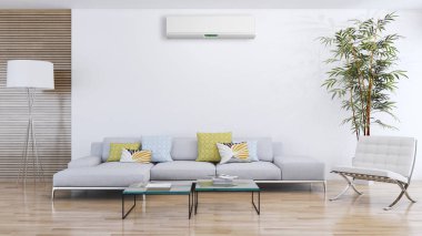 modern parlak iç mekan 3D resimleme
