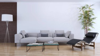modern parlak iç mekan 3D resimleme