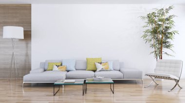 modern parlak iç mekan 3D resimleme