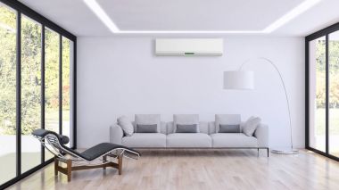 modern parlak iç mekan 3D resimleme