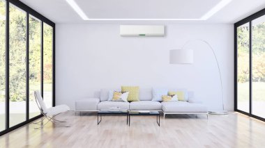 modern parlak iç mekan 3D resimleme