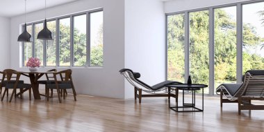 modern parlak iç mekan 3D resimleme