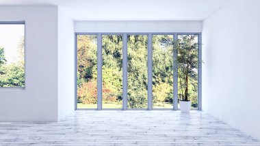 modern parlak iç mekan 3D resimleme