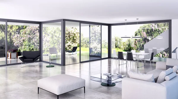 Modern helder interieur 3d rendering illustratie — Stockfoto