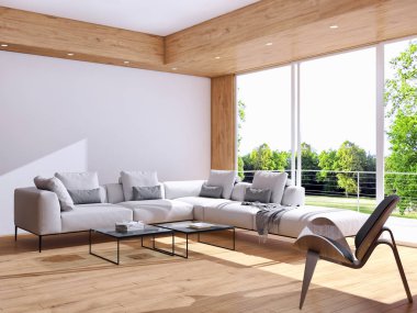 modern parlak iç mekan 3D resimleme