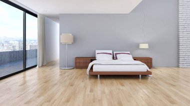 modern parlak iç mekan 3D resimleme
