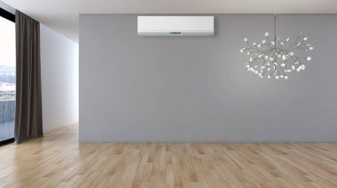 Klima 3d render illust ile modern parlak iç