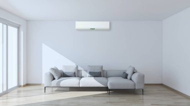 Klima 3d render illust ile modern parlak iç