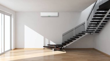 Klima 3d render illust ile modern parlak iç