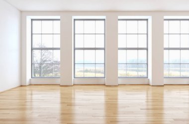 modern parlak iç mekan 3D resimleme