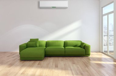 Klima 3d render illust ile modern parlak iç