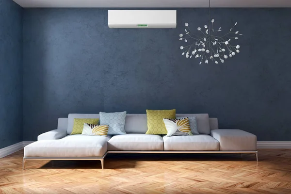 Klima 3d render çizim ile modern parlak iç