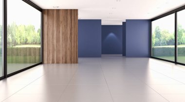 Modern parlak iç. 3D render illüstrasyon