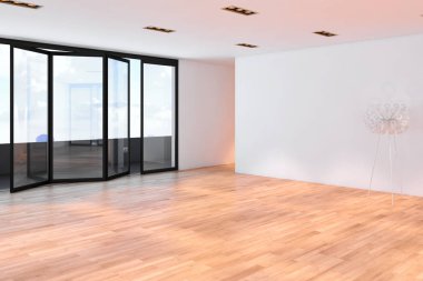 Modern parlak iç. 3D render illüstrasyon