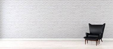 Modern parlak iç. 3D render illüstrasyon