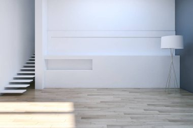 Modern parlak iç. 3D render illüstrasyon