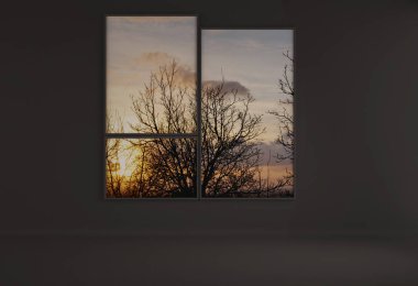 Modern parlak iç. 3D render illüstrasyon