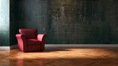 Modern parlak iç. 3D render illüstrasyon