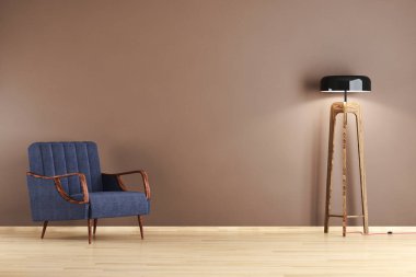 Modern parlak iç. 3D render illüstrasyon