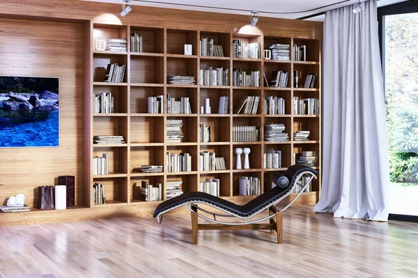 Modern parlak iç. 3D render illüstrasyon